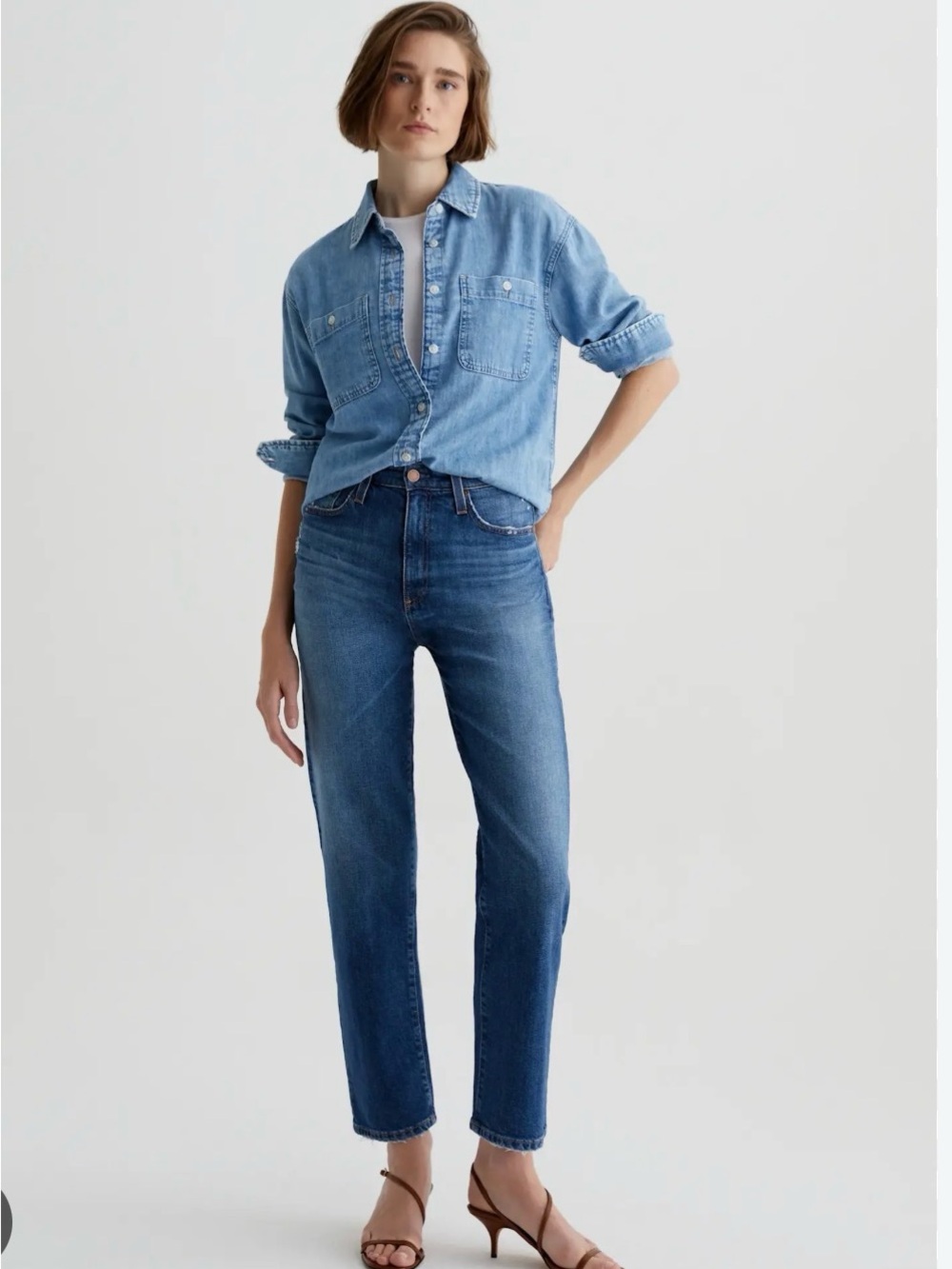 NWT - AG High-Rise Straight Leg Women's Jeans in Medium Blue